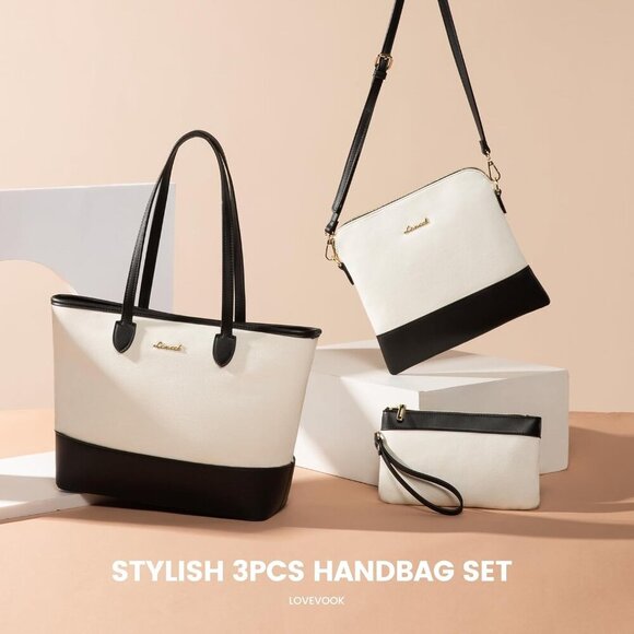 Purse and Wallet Set for Women Handbag 3Pcs Canvas Tote Satchel Purses Ladies Sh - Picture 4 of 7